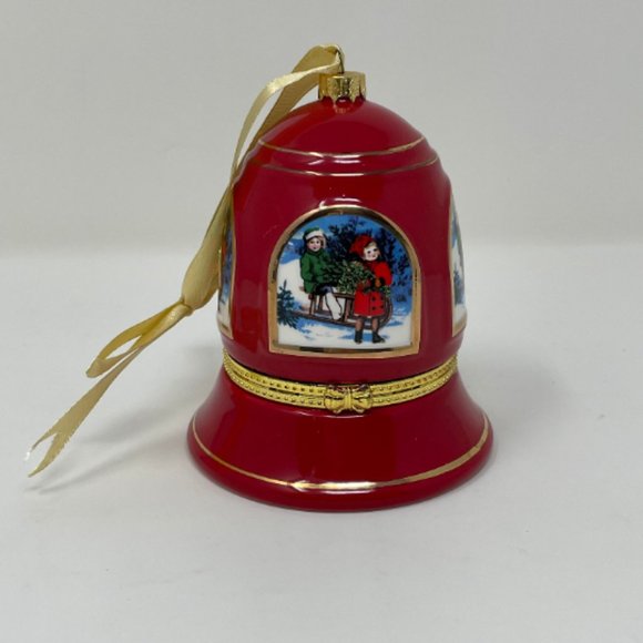 Vintage Y2K Red Bell Musical Ornament Delicate Trinket Box, Desk Decor - Picture 1 of 9